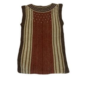 Vintage Handmade Knit Sweater Vest with Adorable Pearl Details- Sz Small